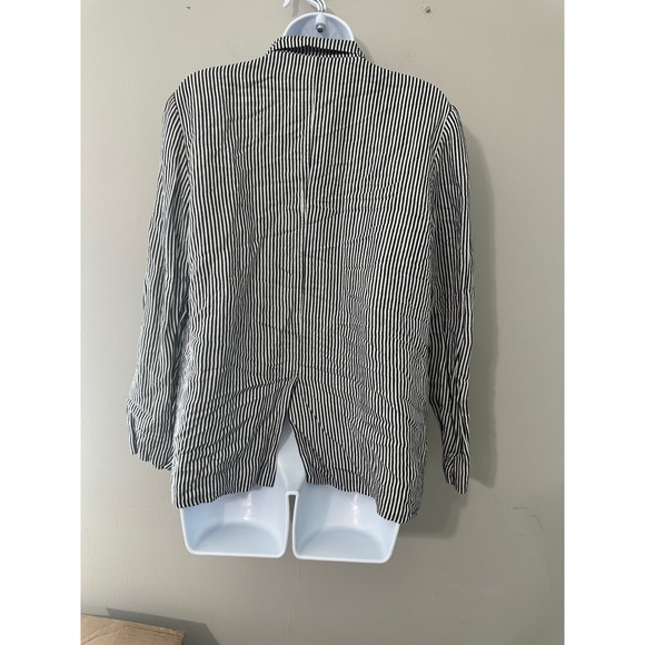 Cupcakes & Cashmere Striped Blazer Jacket Women's Size M Lightweight Linen Blend - Picture 5 of 8